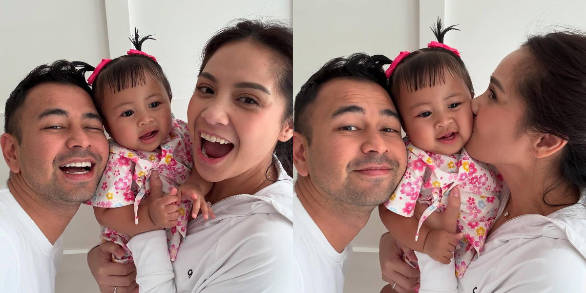 Portrait of Raffi Ahmad and Nagita Slavina with Lily, Adorable with Her Pigtails