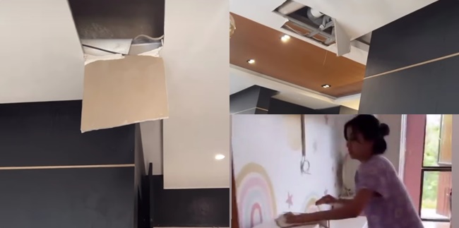 8 Photos of Nisya Ahmad's Luxury House that Recently Leaked, Busy Cleaning While Complaining - Even Had to Open the Ceiling