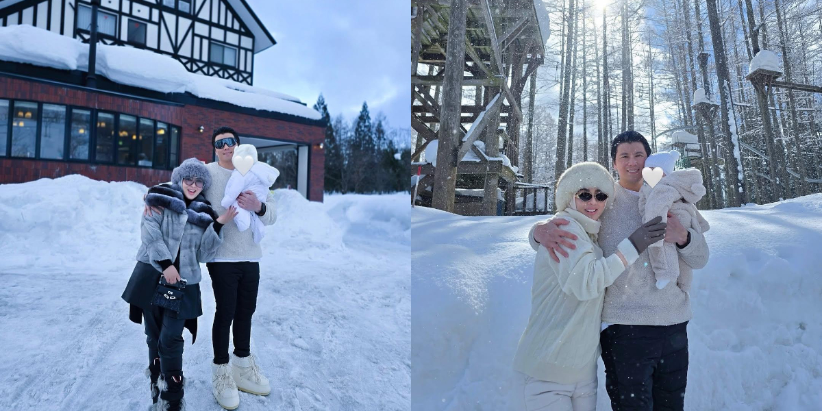 Exciting Portrait of Syahrini Taking Princess R to Play in the Snow for the First Time in Japan, Her Face Still Kept Secret