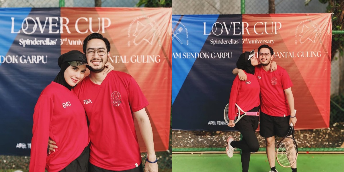 Portrait of Syahnaz Playing Tennis with Her Husband, More Highlighted Because of the Aura of a District Head's Wife