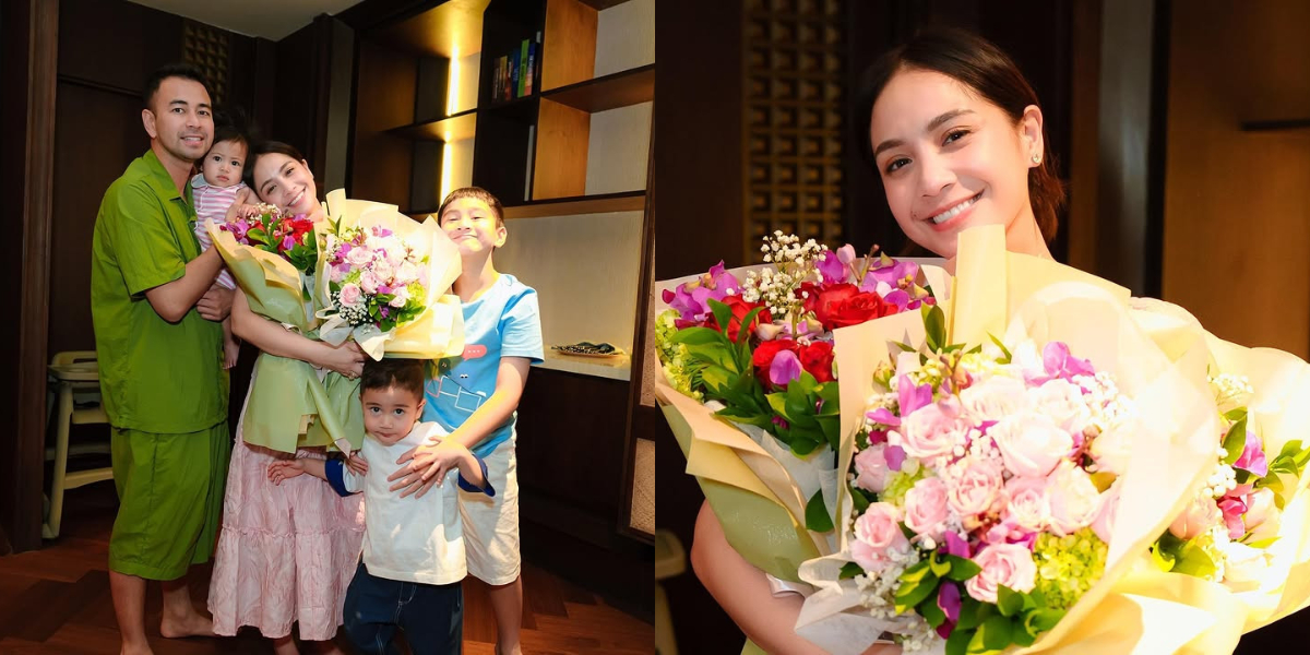 Raffi Ahmad, Rafathar, Rayyanza, and Lily Give Special Flowers to Nagita on Mother's Day