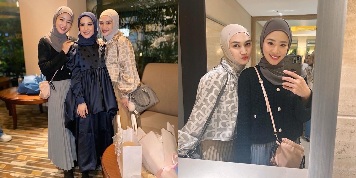 All Beautifully Hijabed, Moments of Haruka, Melody, and Adhisty Zara at the Premiere of the Film CINTA DALAM IKHLAS - Show Support, Friends