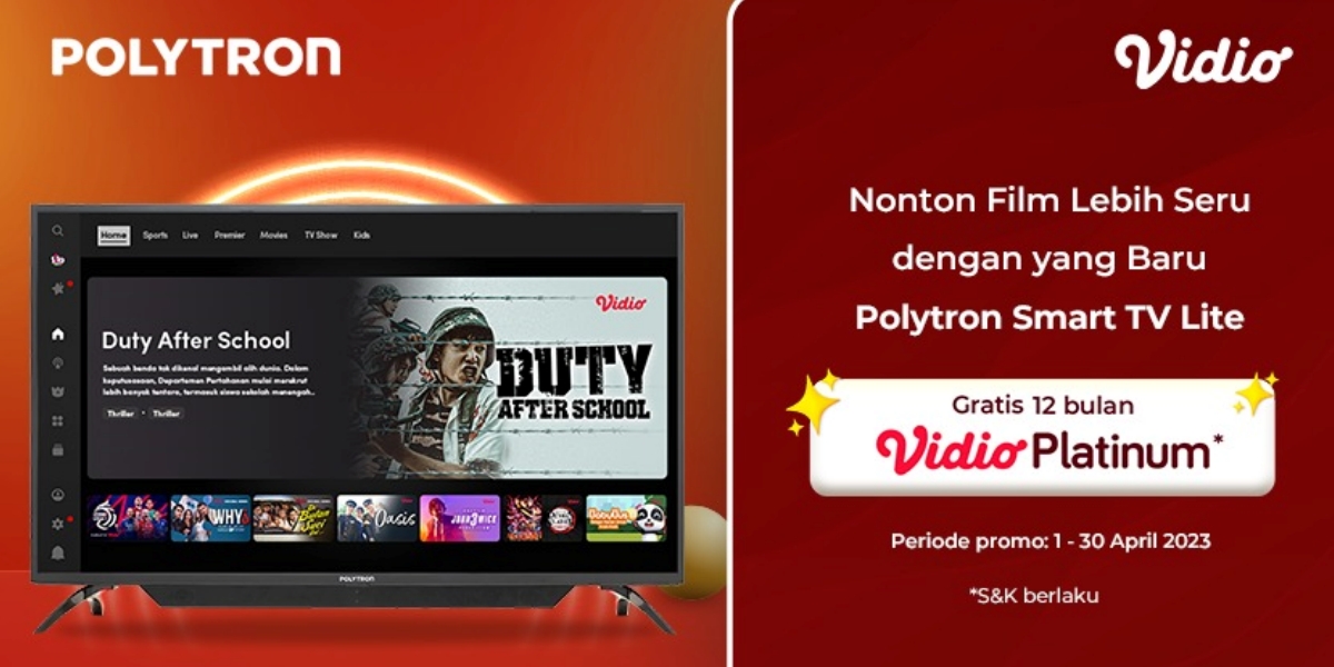 Vidio Presents the Most Complete Entertainment Content Collection Through Polytron Smart TV Lite With Preload App & Dedicated Button Vidio