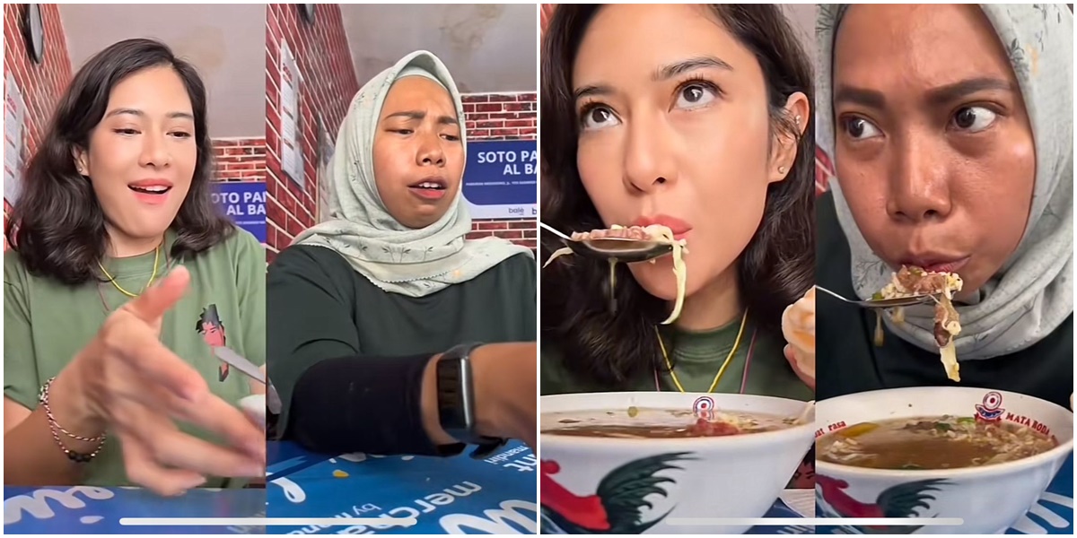 Viral! This Woman Imitates Dian Sastro's Style Eating Soto, Her Expression is Very Similar