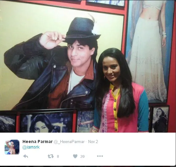 Heena Parmar ngefans banget dengan Shahrukh Khan © Twitter.com/_HeenaParmar