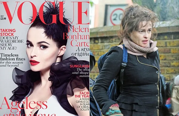 Helena Bonham Carter di sampul Vogue vs kehidupan nyata @ dailymail.co.uk