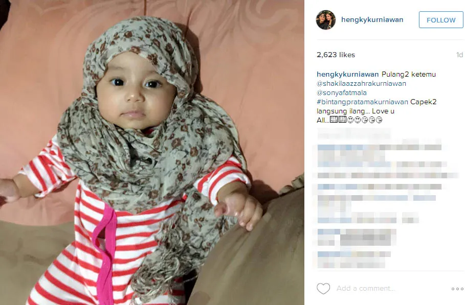 Gaya Baby Shakila ini banjir pujian dari para netizen © Instagram.com/hengkykurniawan
