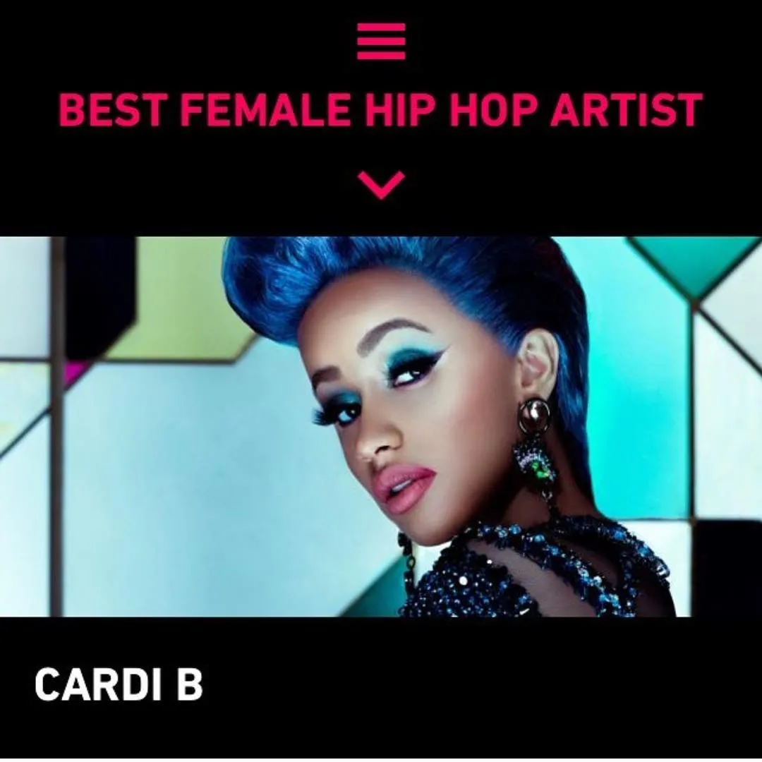 Cardi B terima penghargaan sebagai rapper wanita terbaik versi BET Awards. (instagramn.com/hennessycarolina)