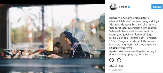 Salah satu foto yang diunggah oleh Herfiza, ditunjukkan ke sang suami? © Instagram/herfiza