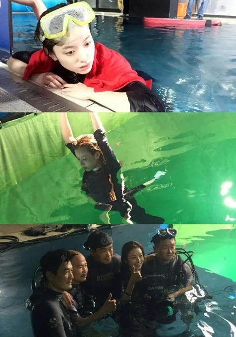 Han Hyo Joo saat syuting underwater © weibo.com/hhjofficial