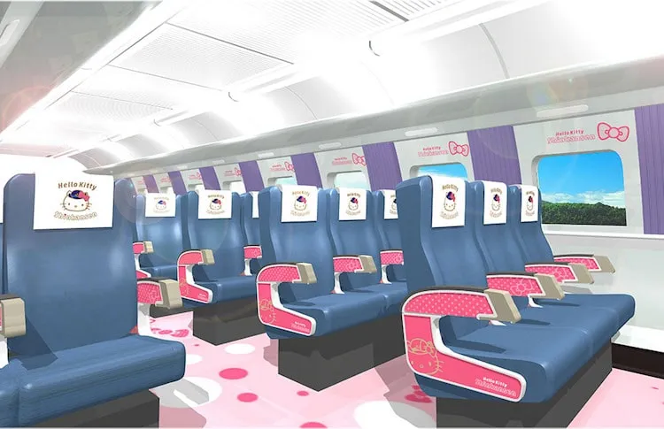 Desain interior kereta yang amat menggemaskan. © hellokittyshinkansen.jp