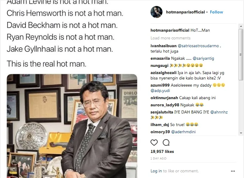 Hotman Paris posting meme yang bikin ngakak. Credit: Instagram.com/hotmanparisofficial