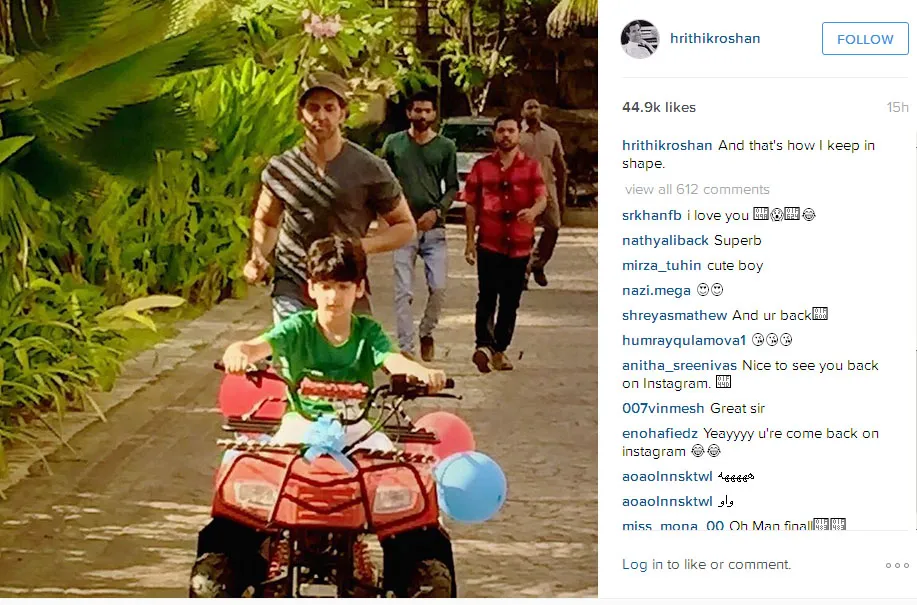 Mengawasi Hrehaan sambil bermain jadi rahasia Hrithik agar tetap fit © Instagram.com/hrithikroshan