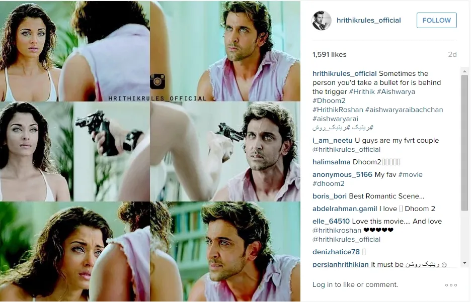 Hrithik Roshan di film DHOOM 2. ©instagram.com/hrithikrules_official