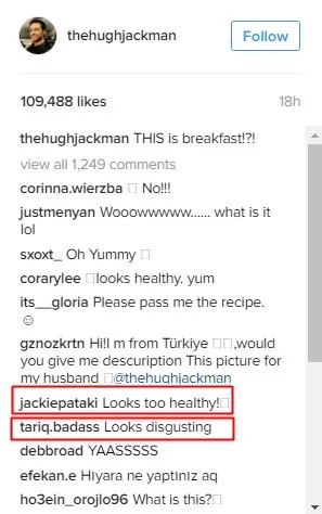 Beberapa di antaranya ada yang mengatakan kalau menu tersebut terlalu sehat © instagramcom/thehughjackman