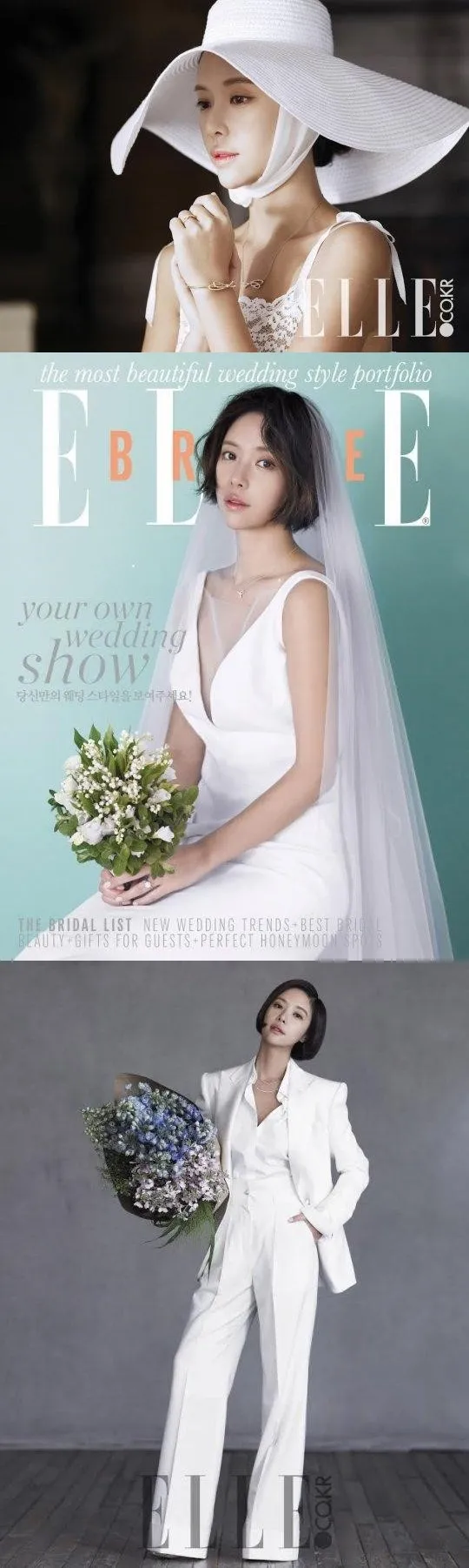 Hwang Jung Eum dalam gaun pengantin. © ELLE magazine