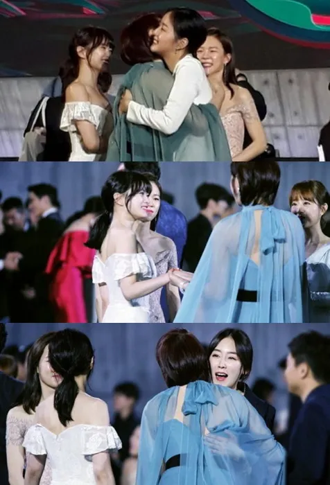 Kim Hye Soo terlihat ramah pada para juniornya. ©soompi.com