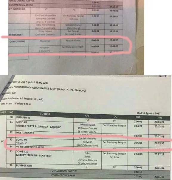Jadwal penampilan Taeyeon dan Hyoyeon. © Twitter/kaskusone