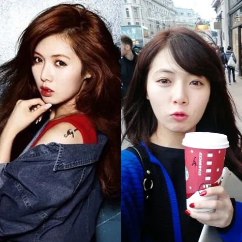Hyuna dengan dan tanpa makeup © Istimewa