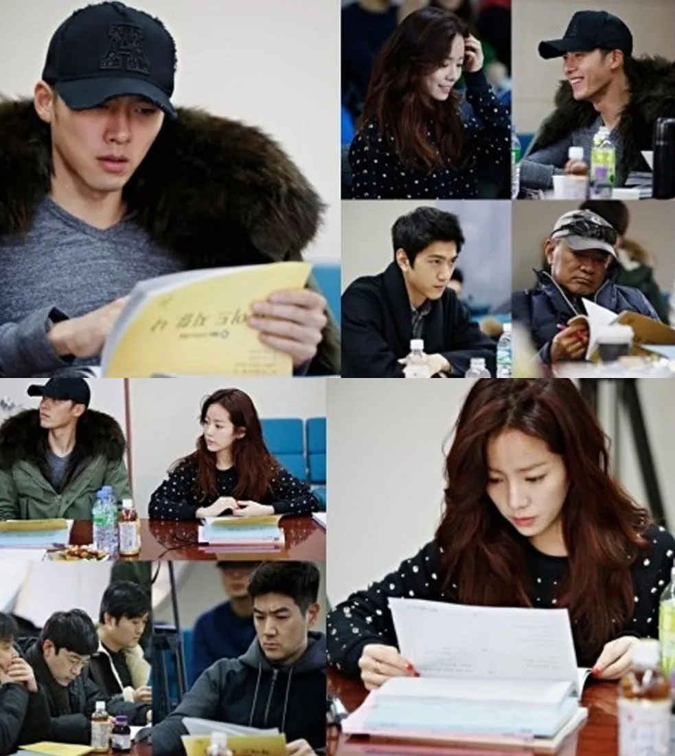 Hyun Bin, Han Ji Min, Sung Joon, beserta cast lain saat menghadiri pembacaan naskah Hyde, Jekyll, and I. @koreaboo.com