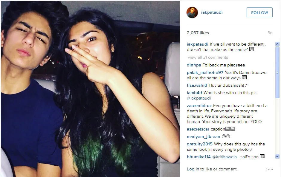 Ini dia potret kedekatan Ibrahim Khan dan Khushi Kapoor © Instagram.com/iakpataudi