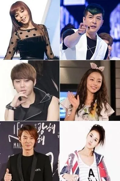Dari kiri atas ke kanan bawah: Sunye-Shindong-Junhyung-Hara-Junjin-Joohyun ©soompi.com
