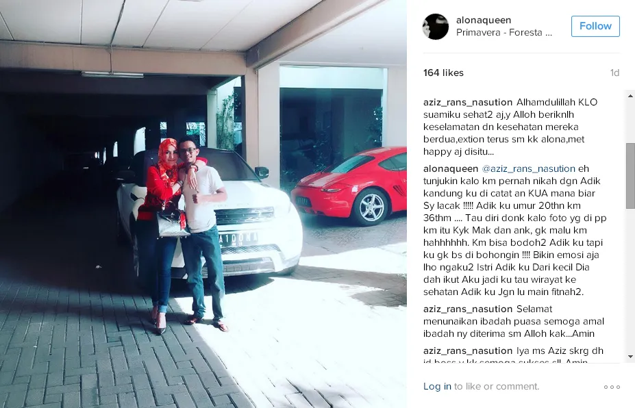 Alona perang komentar dengan adik ipar abal-abalnya di Instagram/©instagram.com/alonaqueen