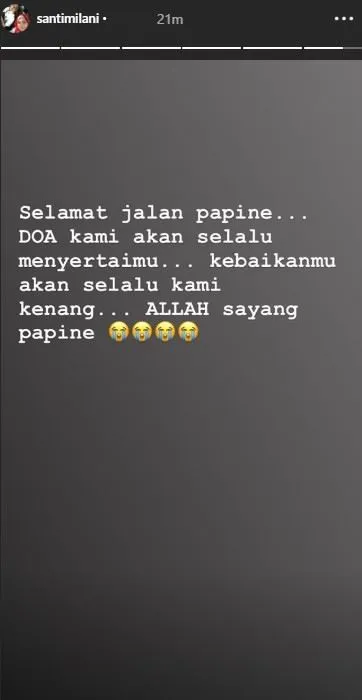 Ayah Dewi Perssik dikabarkan meninggal dunia (credit: Instagram.com/santimilani)