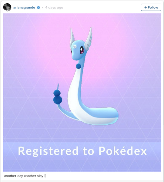 Ariana Grande adalah penggemar berat Pokemon Go tak seperti Rihanna/©instagram.com/arianagrande