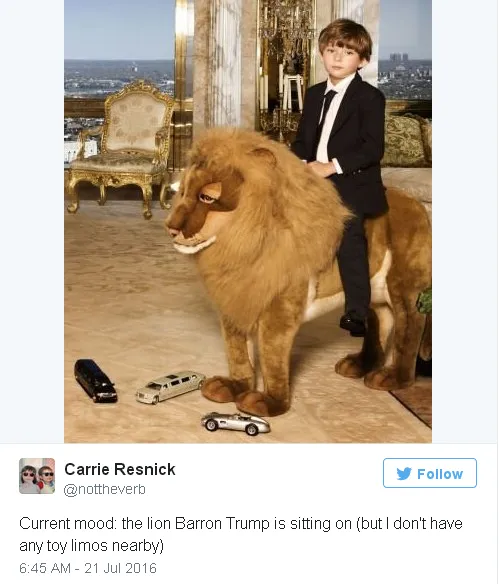 Barron tinggal di satu lantai di Tower Trump/©credit as tagged
