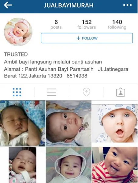 Akun jual bayi ini hebohkan dunia maya/©instagram.com/jualbayimurah