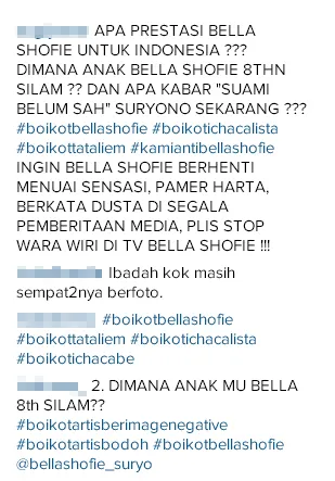 Aksi boikot haters/©Official Instagram Bella Shofie