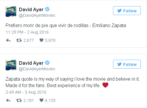 David Ayer balas haters dengan tweet santai ini/©twitter.com/davidayer
