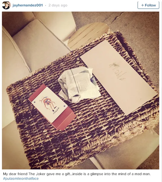 Jay Hernandez dapat bingkisan 'spesial' dari Joker/©instagram.com/jayhernandez