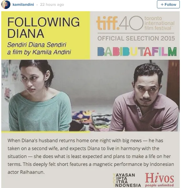 Kamila juga berbahagian filmnya masuk dalam kompetisi di TIFF/©Official Kamila Andini