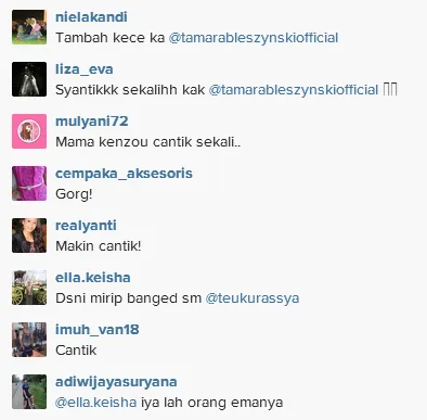 Instagram Tamara banjir komentar netizen/©instagram.com/tamarableszynskiofficial