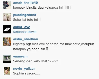 Komentar netizen menyuruh Sophia dan Dwi jadian/©instagram.com/sophialatjuba