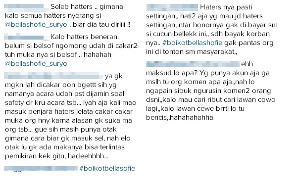 Perang komentar antar followers Instagram Bella Shofie/©instagram.com/bellashofie_suryo