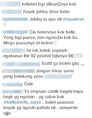 Beragam komentar penuhi Instagram Bella Shofie/©Official Instagram Bella Shofie