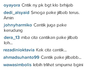 Pujian pun mengalir di Instagram Cita Citata/©instagram.com/cita_citata