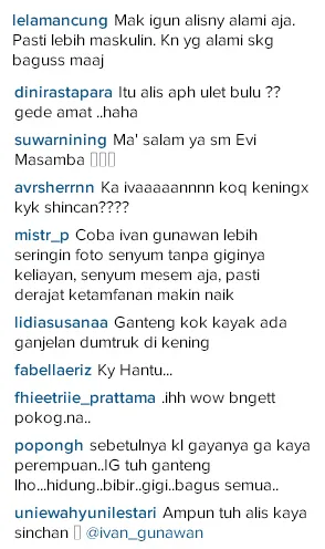 Komentar-komentar netizen soal alis Igun/©instagram.com/ivangunawan