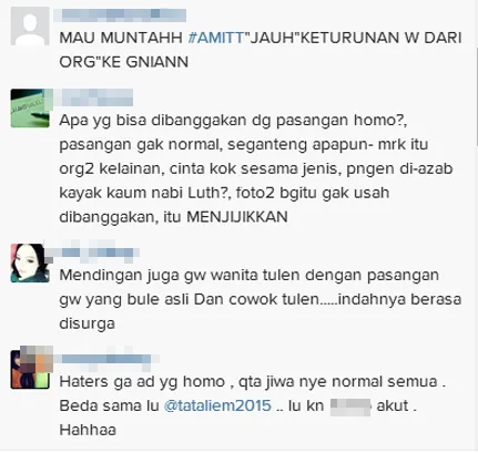 Komentar-komentar pedas para netizen di akun Instagram Tata/©instagram.com/tataliem_2015