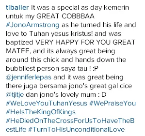 Postingan Tyson Lynch soal kabar pembaptisan Jono/©instagram.com/tlballer