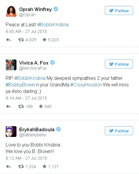 Ungkapan duka cita para seleb untuk Krissi/©usmagazine.com