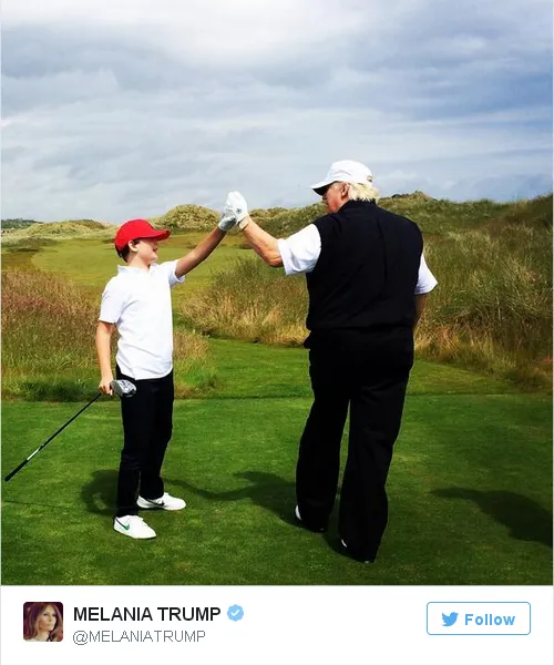 Sejak kecil, Barron hobi main golf/©twitter Melania Trump