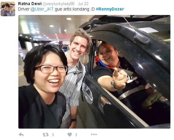 Ratna Dewi tak sangka jika driver taksinya adalah Ronny Dozer/twitter.com/veryluckylady88