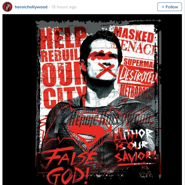 Promo poster BVS yang tunjukkan siapa superhero sebenarnya/©instagram.com/heroichollywood