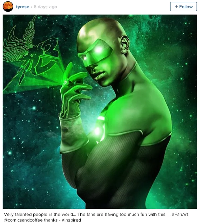 Tyrese menjadi Green Lantern, hasil fan artnya/©instagram.com/tyrese