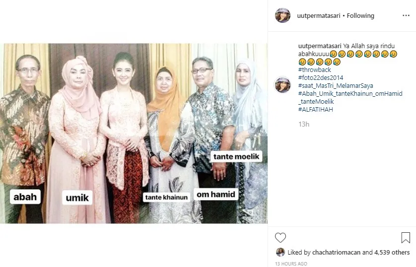Uut Permatasari unggah doto lawas. (credit: Instagram.com/uutpermatasari)