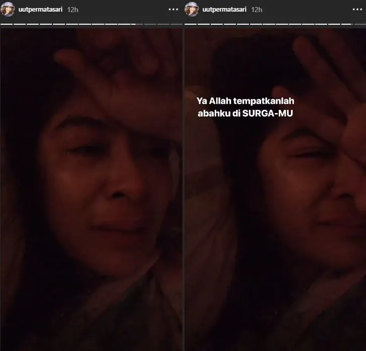 Uut Permatasari menangis saat ceritakan kenangan bersama sang ayah. (credit: Instagram.com/uutpermatasari)